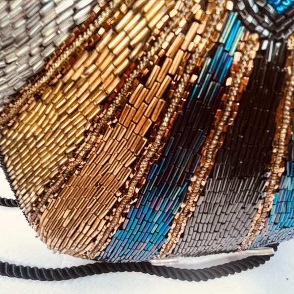 ✨ Gold & Bronze Beaded Art Deco Evening Bag – American Vintage - Picture 6 of 10